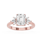 Emerald Cut Lab Grown Diamond with Marquise Side Stone Engagement Ring