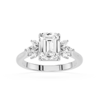 Emerald Cut Lab Grown Diamond with Marquise Side Stone Engagement Ring