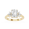 Emerald Cut Lab Grown Diamond with Marquise Side Stone Engagement Ring