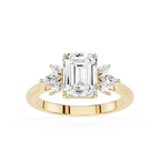 Emerald Cut Lab Grown Diamond with Marquise Side Stone Engagement Ring