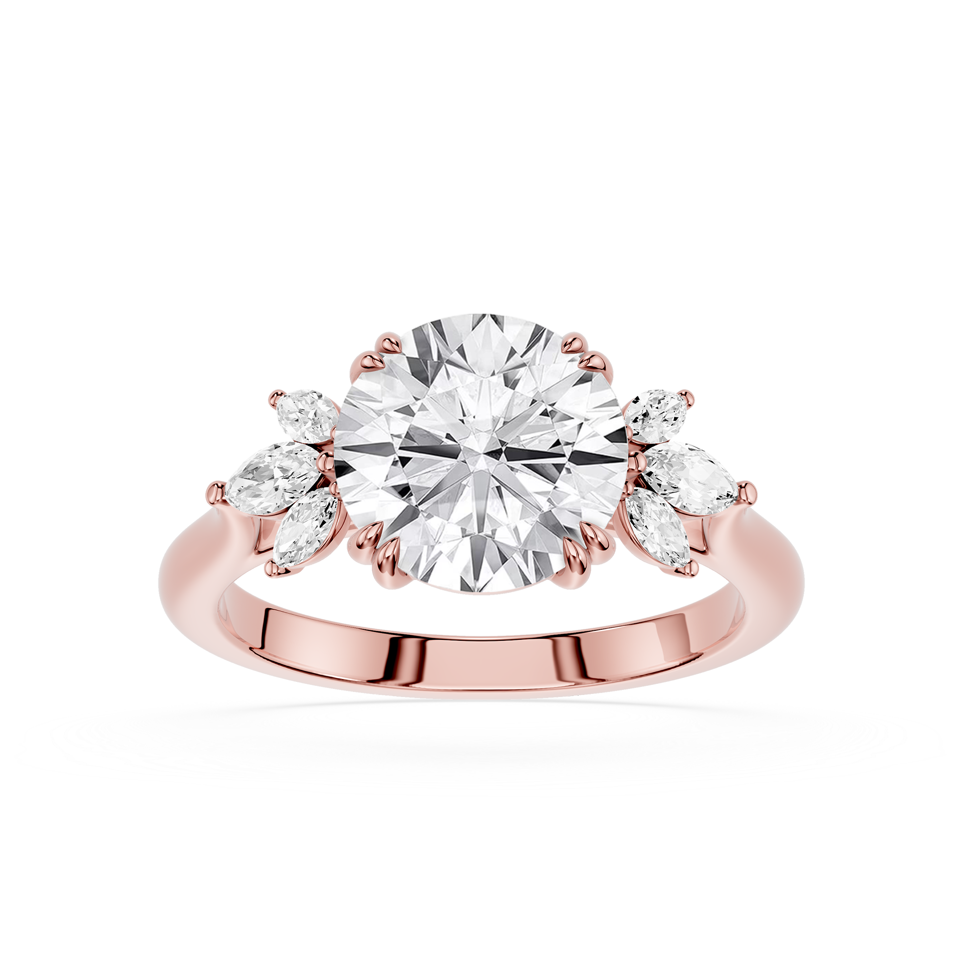 Round Cut Lab Grown Diamond Floral Engagement Ring