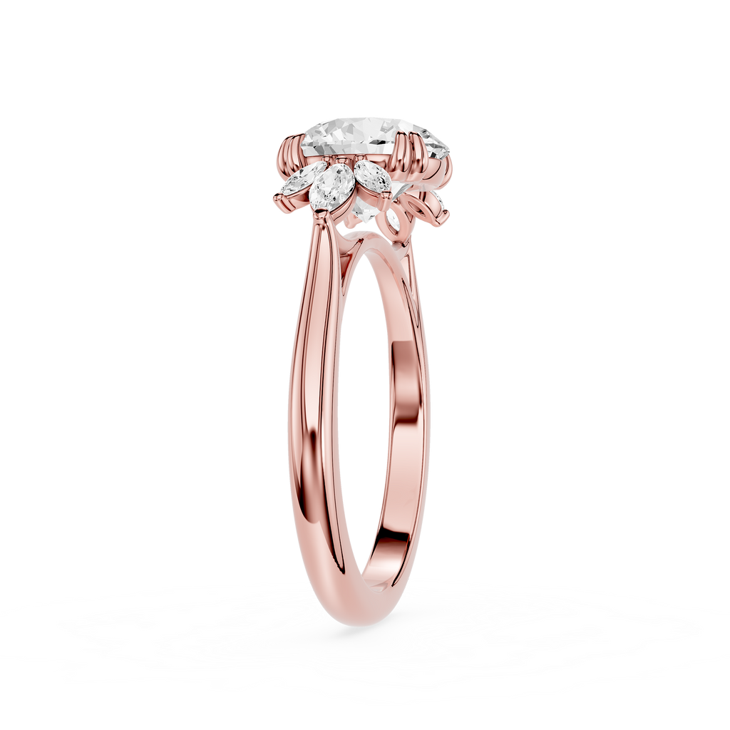 Round Cut Lab Grown Diamond Floral Engagement Ring