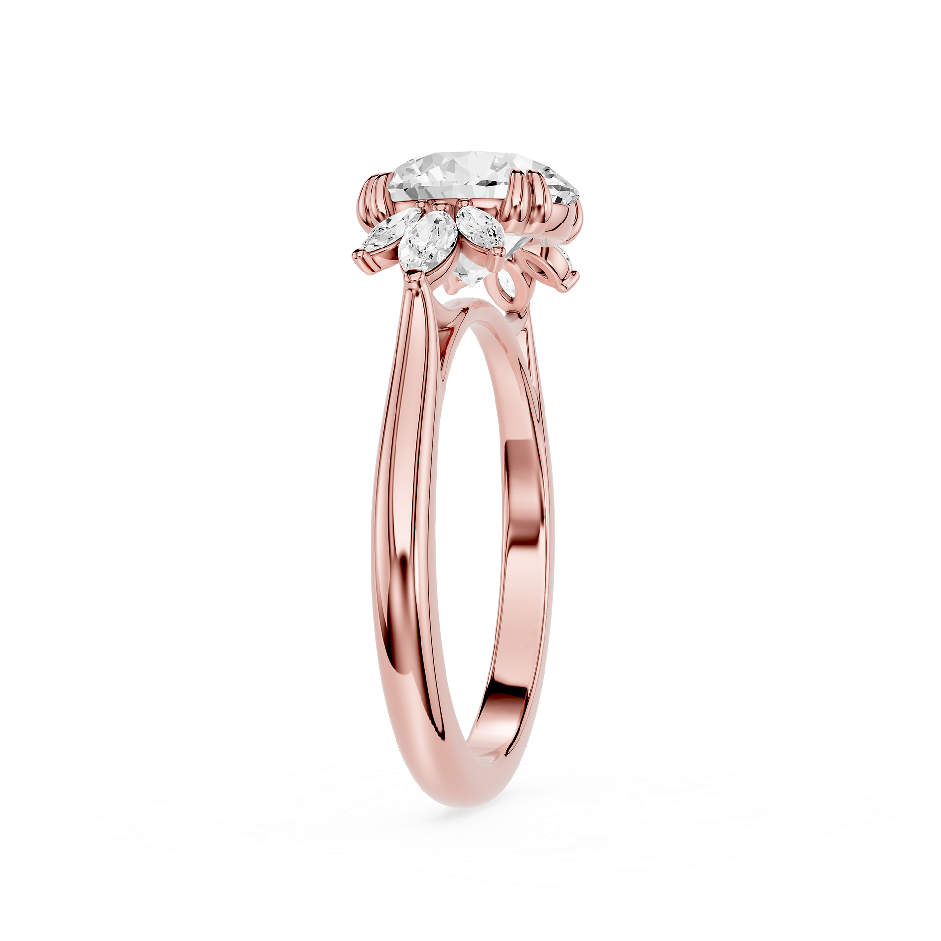 Round Cut Lab Grown Diamond Floral Engagement Ring