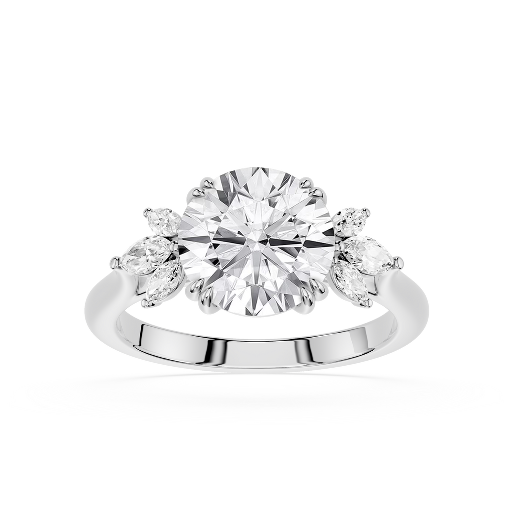 Round Cut Lab Grown Diamond Floral Engagement Ring