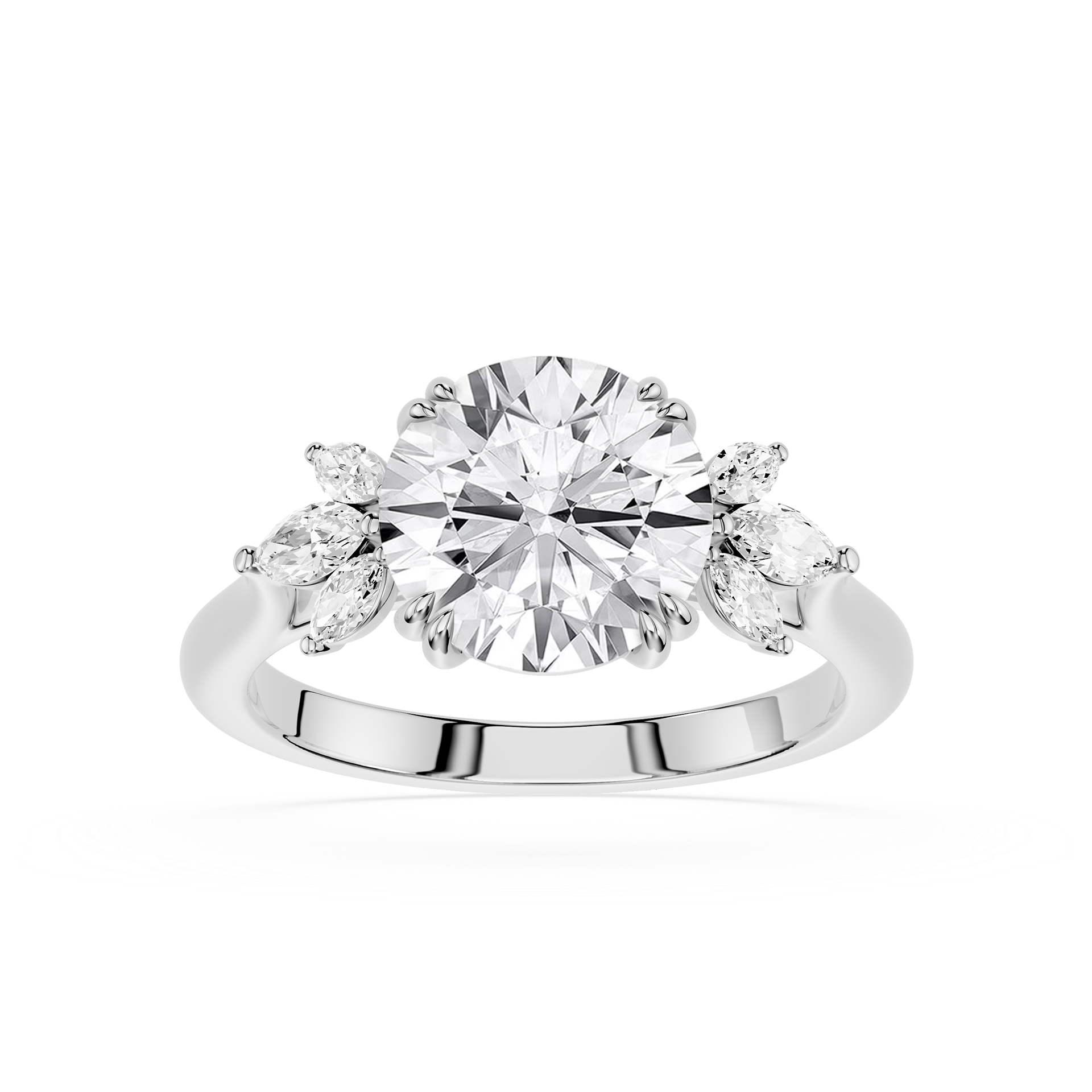 Round Cut Lab Grown Diamond Floral Engagement Ring