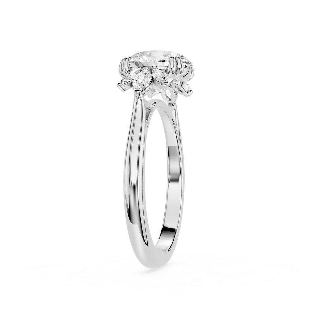 Round Cut Lab Grown Diamond Floral Engagement Ring