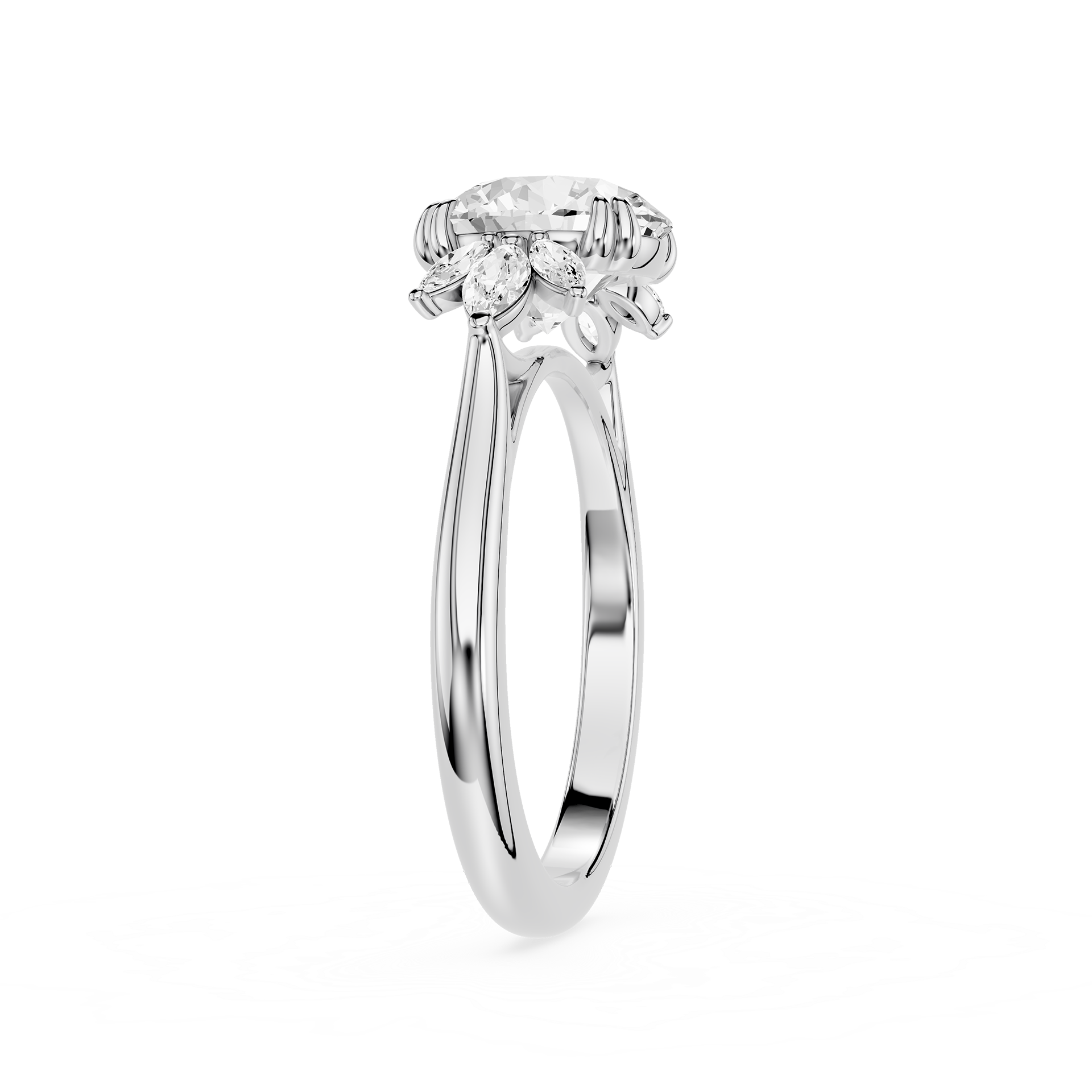 Round Cut Lab Grown Diamond Floral Engagement Ring