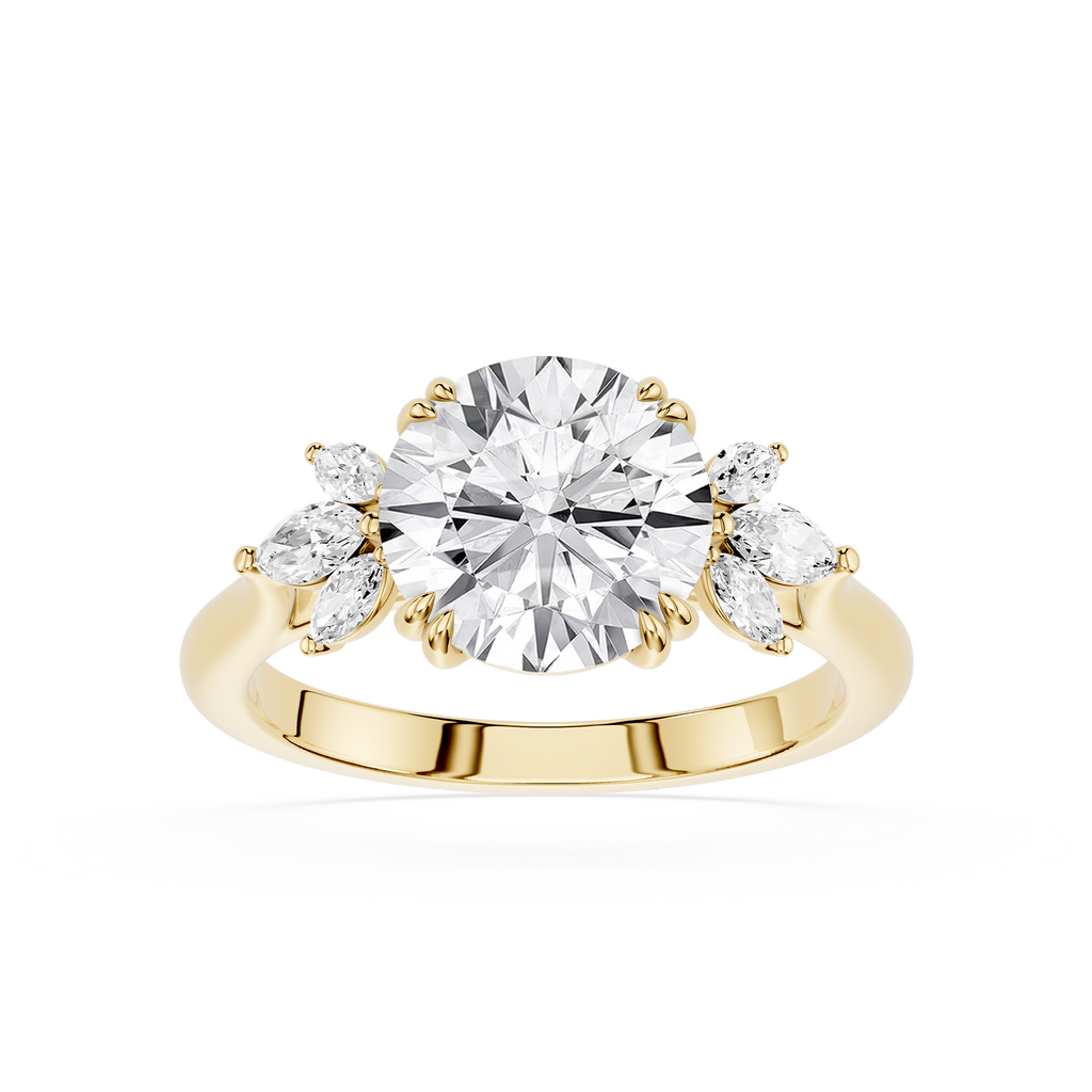 Round Cut Lab Grown Diamond Floral Engagement Ring