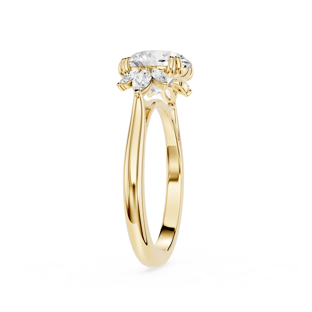 Round Cut Lab Grown Diamond Floral Engagement Ring