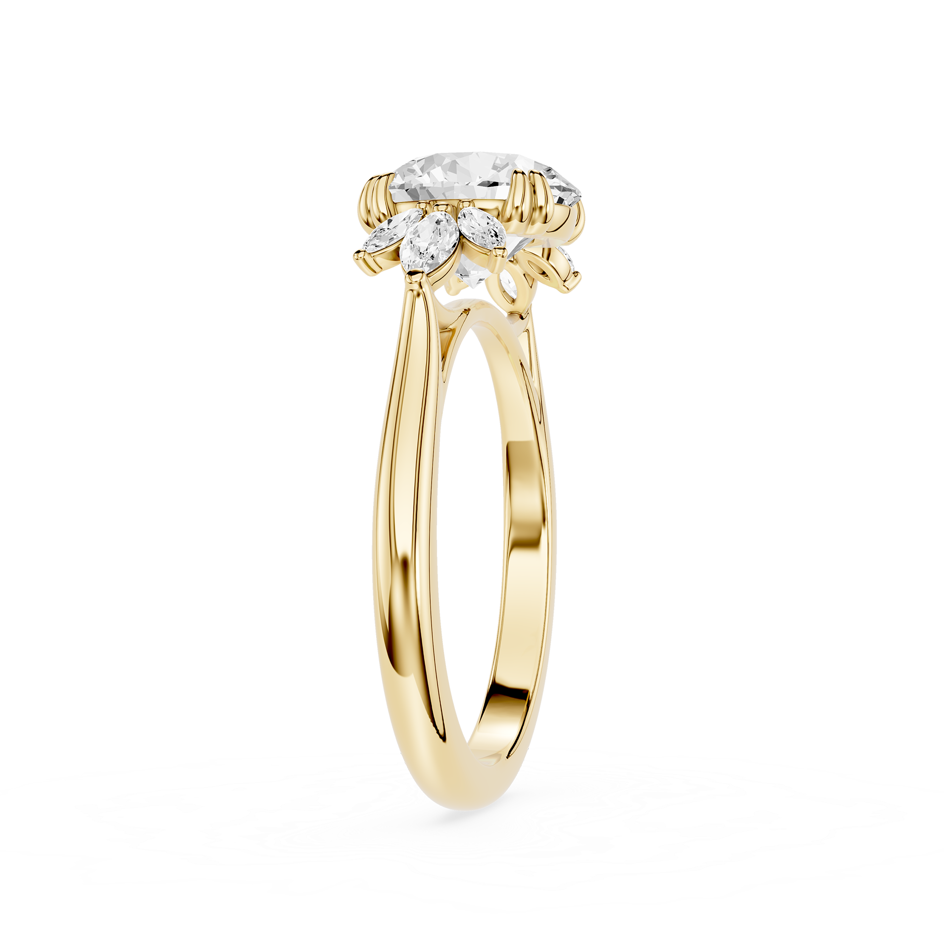 Round Cut Lab Grown Diamond Floral Engagement Ring