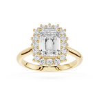 Emerald Cut Lab Grown Diamond Halo Engagement Ring