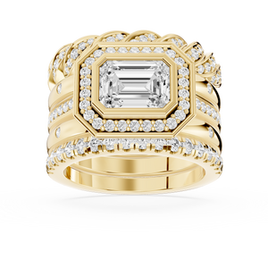 Emerald and Round Cut Lab Grown Diamond Cocktail Ring