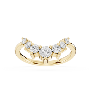 Round Cut Lab Grown Diamond Curved Seven Stone Wedding Band