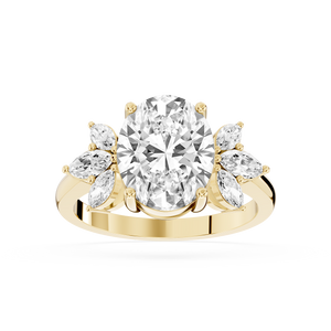 Oval Cut Lab Grown Diamond Marquise Side Stone Engagement Ring