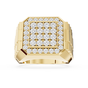Round Men's Lab Grown Diamond Cluster Anniversary Statement Ring
