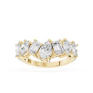 Pear & Emerald cut Lab Grown seven stone Diamond Cluster Ring