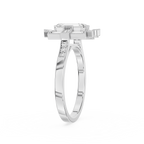 Art Deco Lab Grown Emerald Cut Diamond Milgrain Halo Ring