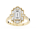 Art Deco Lab Grown Emerald Cut Diamond Milgrain Halo Ring