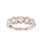 Multi Shape Lab Diamond Bezel Set Five Stone Engagement Ring