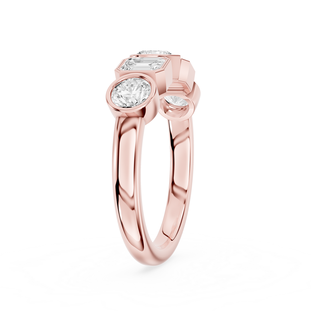 Multi Shape Lab Diamond Bezel Set Five Stone Engagement Ring
