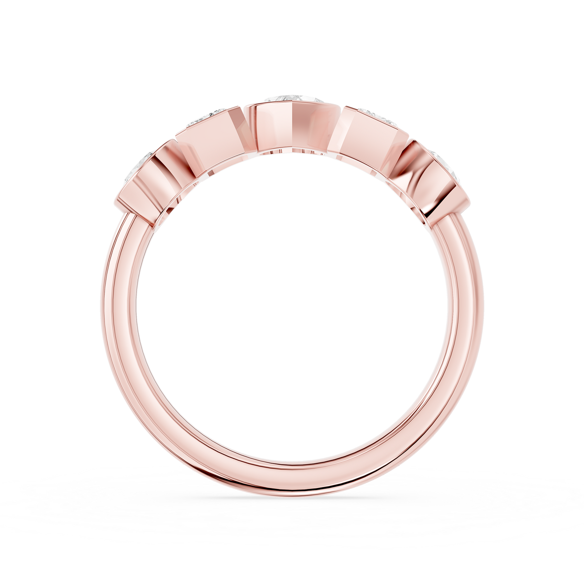 Multi Shape Lab Diamond Bezel Set Five Stone Engagement Ring