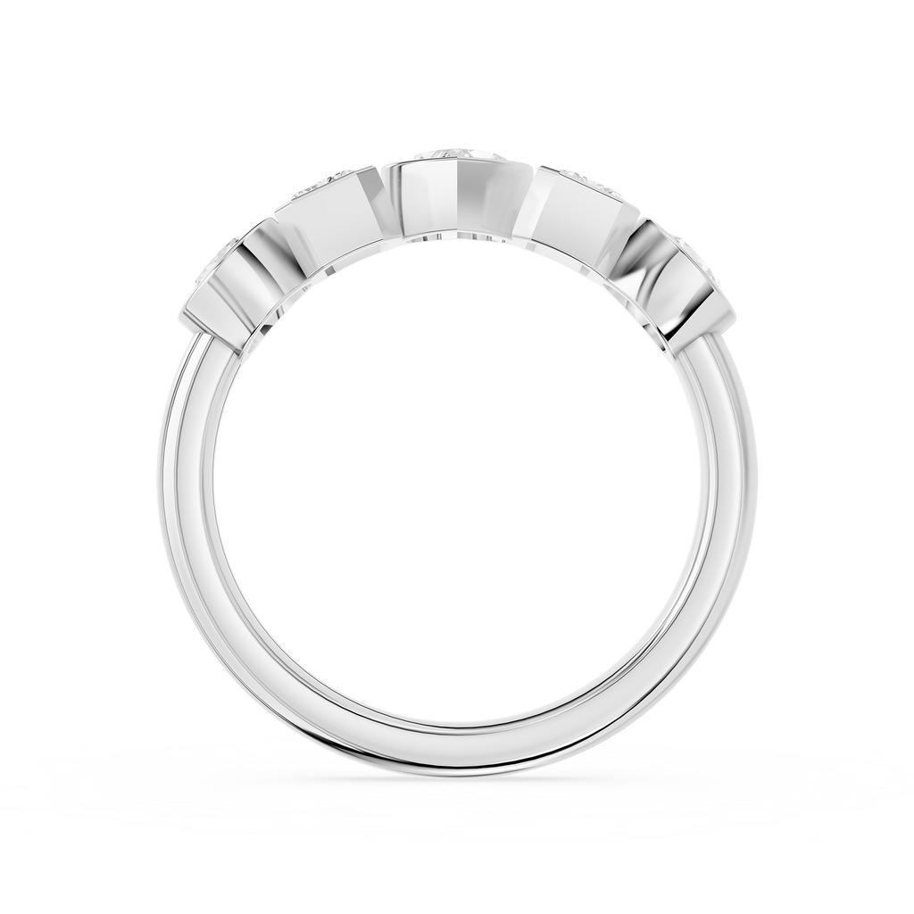 Multi Shape Lab Diamond Bezel Set Five Stone Engagement Ring