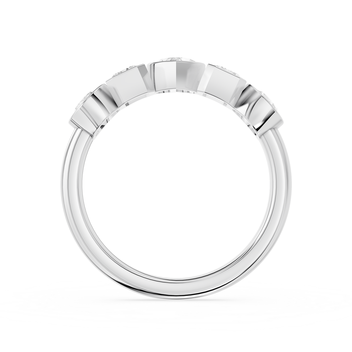 Multi Shape Lab Diamond Bezel Set Five Stone Engagement Ring