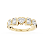 Multi Shape Lab Diamond Bezel Set Five Stone Engagement Ring