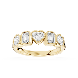 Multi Shape Lab Diamond Bezel Set Five Stone Engagement Ring