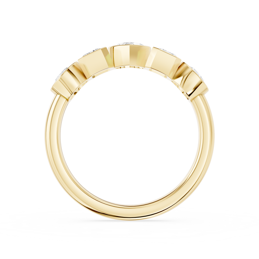Multi Shape Lab Diamond Bezel Set Five Stone Engagement Ring