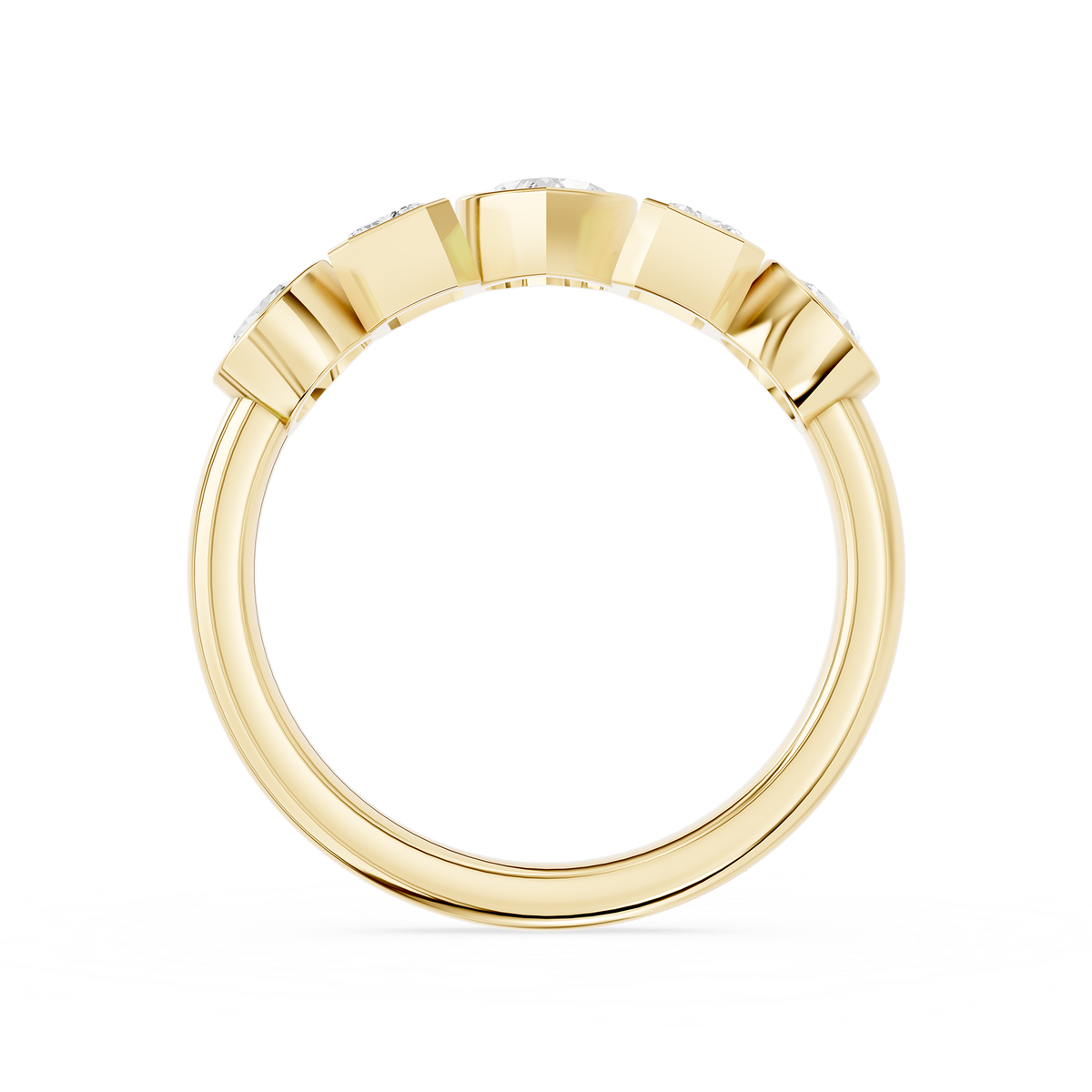 Multi Shape Lab Diamond Bezel Set Five Stone Engagement Ring