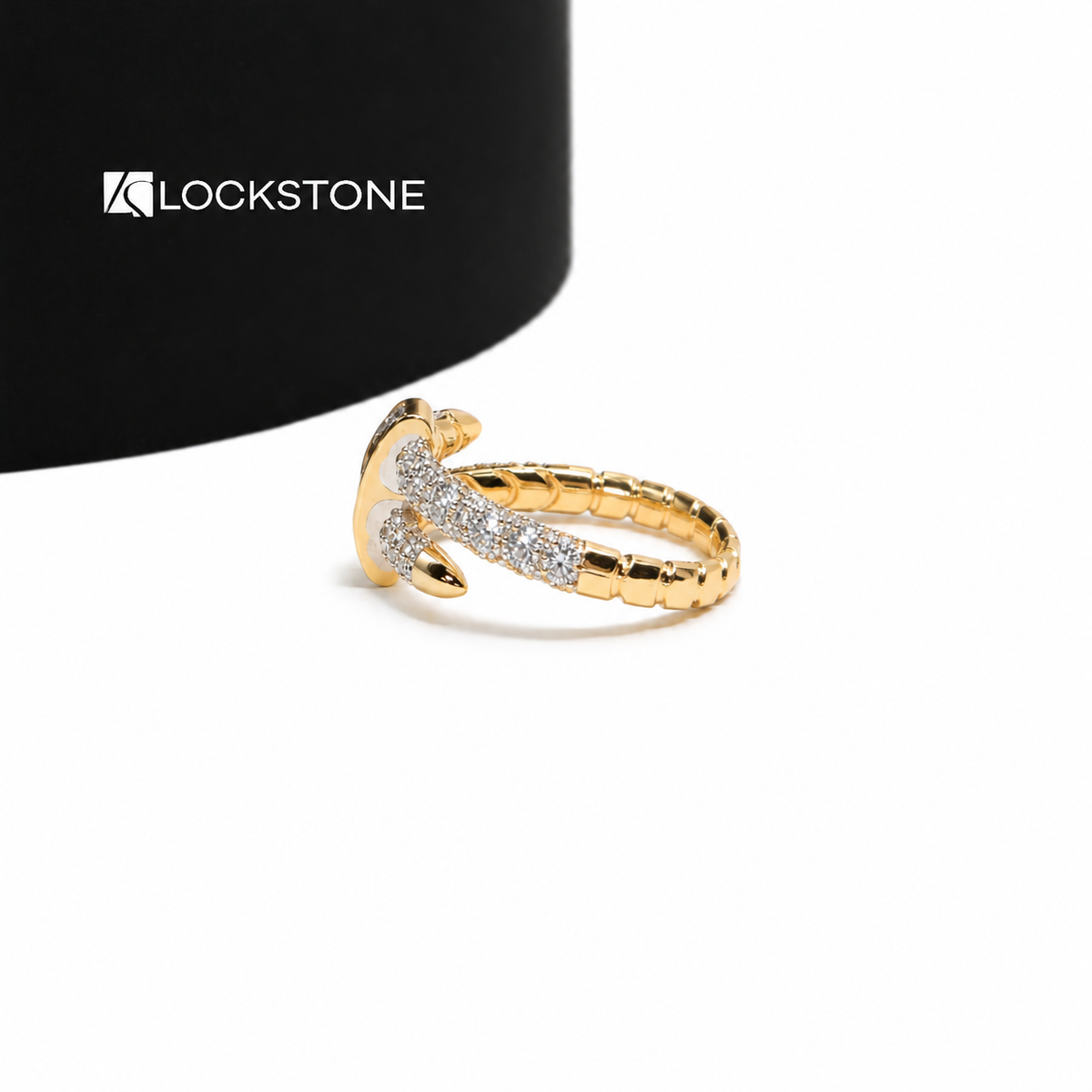 14K Lab Grown Diamond Baguette Bar Pave Set Statement Ring