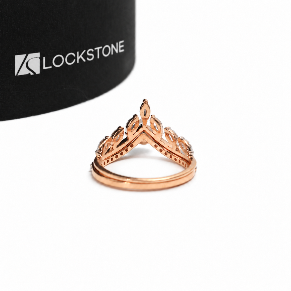 Pearl Lab Diamond Marquise Cut Tiara Bridal Ring in Rose Gold