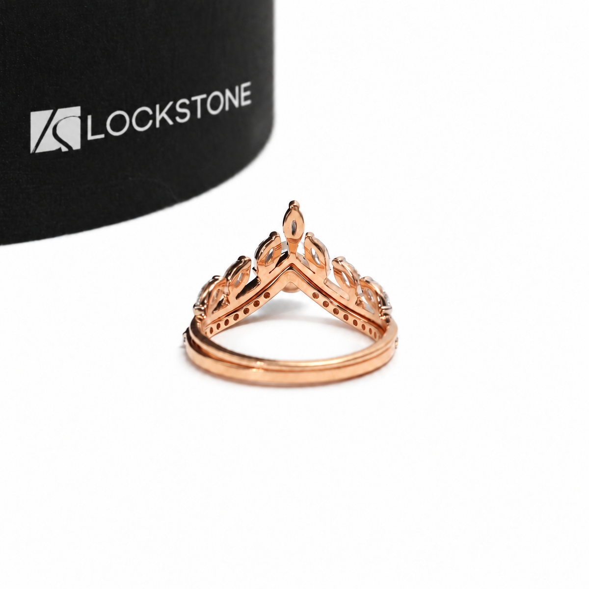 Pearl Lab Diamond Marquise Cut Tiara Bridal Ring in Rose Gold