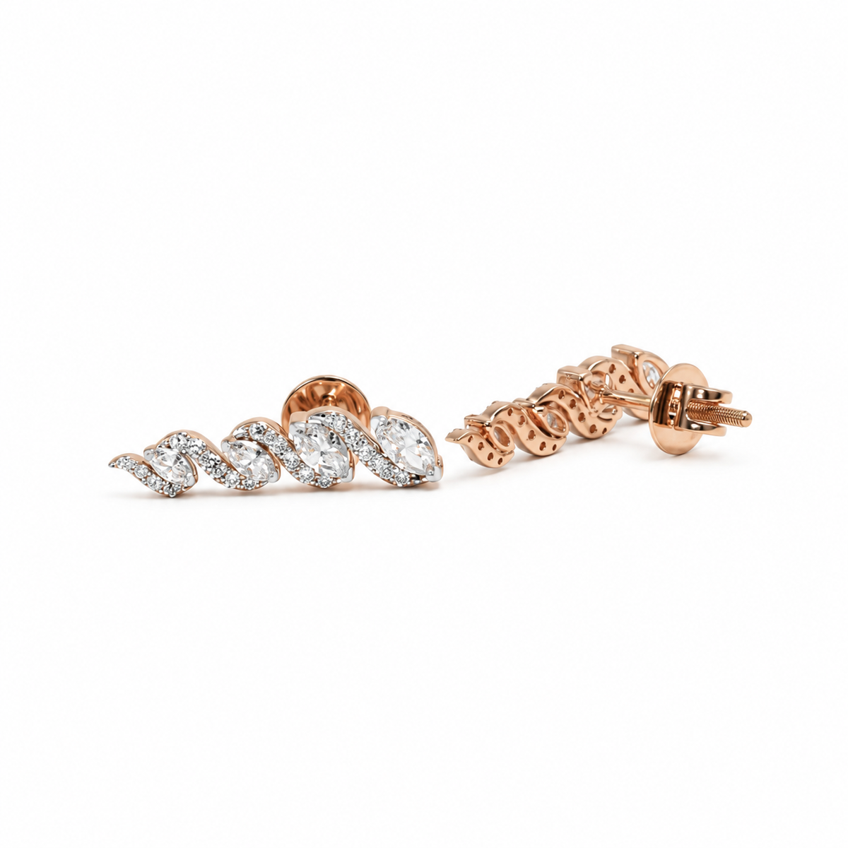 1 Carat Lab Grown Marquise Cut Diamond Climber Earrings