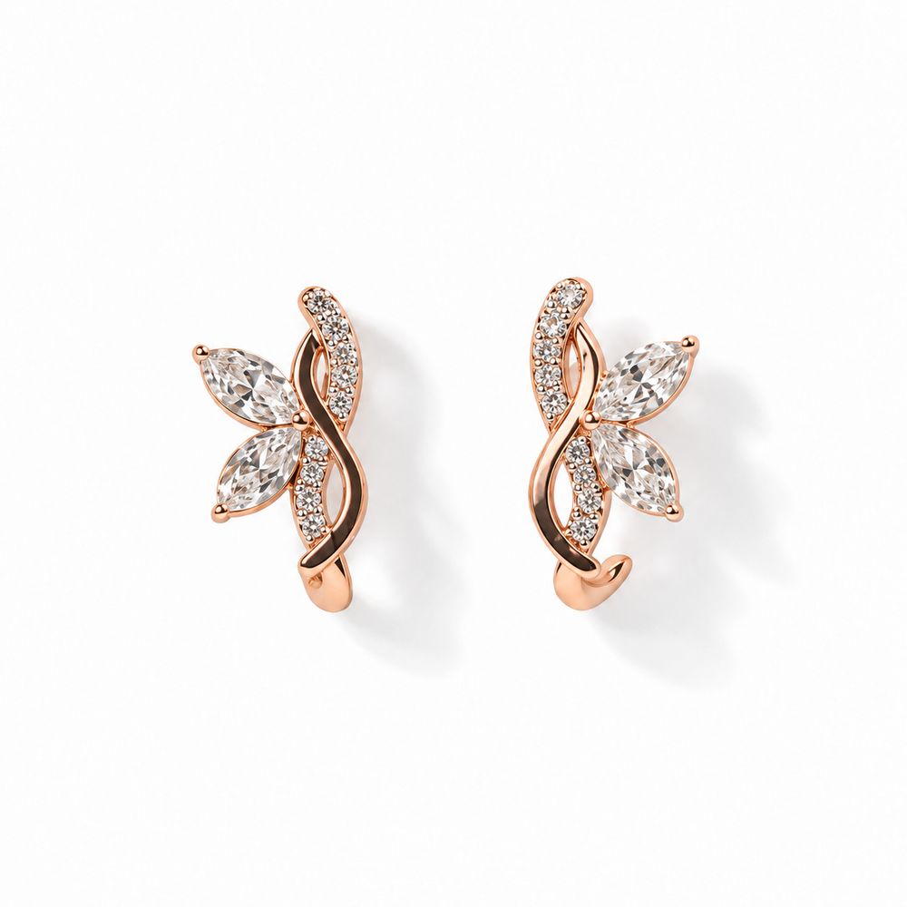 Lab Grown Marquise Cut Diamond Rose Gold Stud Earrings