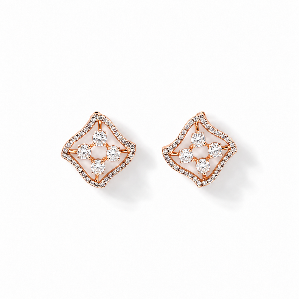 1 Carat Oval Lab Grown Diamond Quatrefoil Stud Earrings