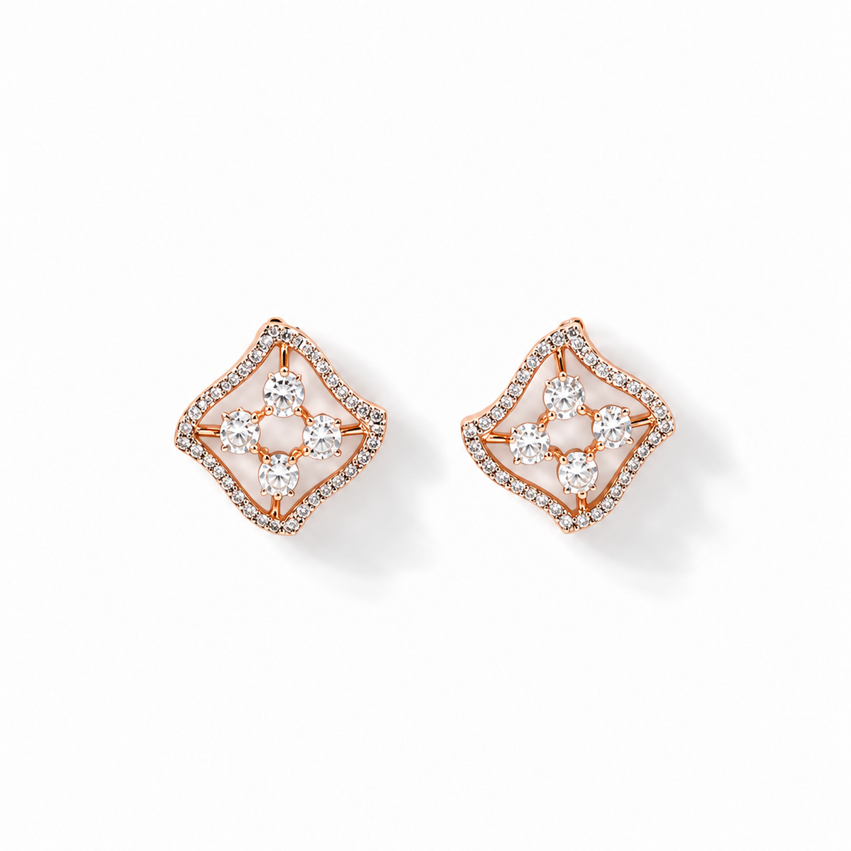 1 Carat Oval Lab Grown Diamond Quatrefoil Stud Earrings