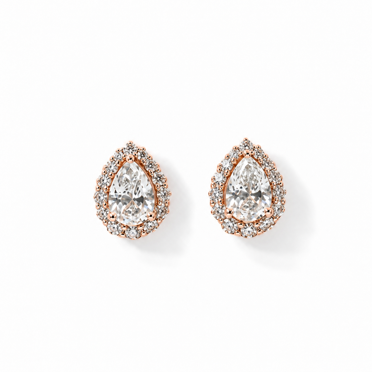1.5 Carat Pear Cut Lab Grown Diamond Halo Stud Earrings