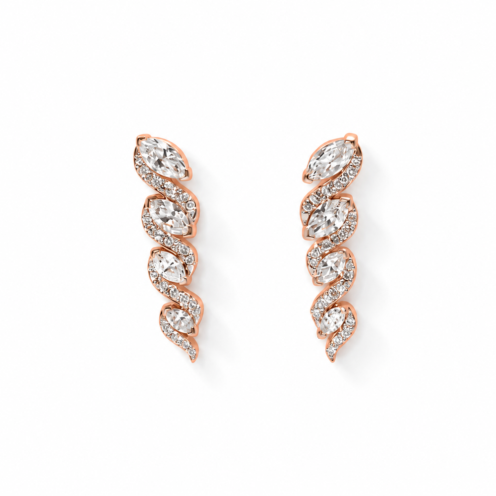 1 Carat Lab Grown Marquise Cut Diamond Climber Earrings