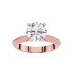 Front View Of Rose Gold Classic Round Solitaire Lab Grown Diamond Engagement Ring