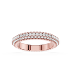 Rose gold ring with diamonds on a white background