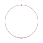 Round Lab Grown Diamond Tennis Necklace in Rose Gold Full Necklace View