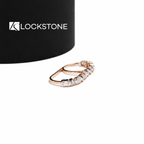 Mixed cut lab diamond stacking ring in rose gold showcasing individually bezel set diamonds along a slim polished band