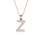 Rose gold necklace with a 'Z' pendant on a white background