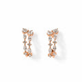 Rose gold lab grown diamond hoop earrings featuring double rows of marquise cut stones with round diamond accents