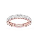 A rose gold eternity ring featuring a continuous row of round brilliant-cut diamonds on a clean white background.