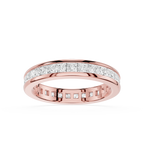 Rose gold ring with diamonds on a white background