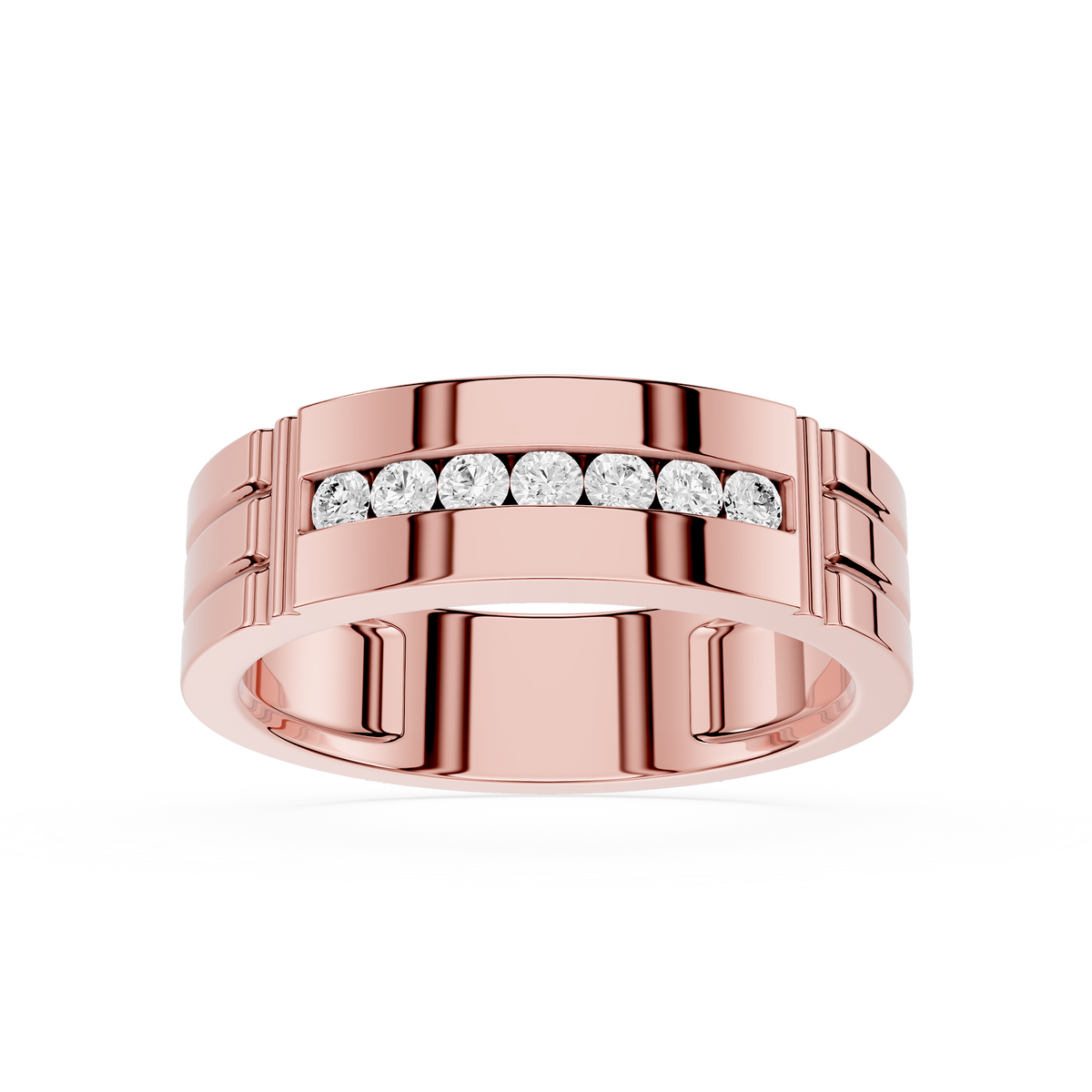 Rose gold Round Cut Lab Grown Diamond Channel Set Men’s Wedding Band