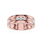 Front View Of Rose Gold Round Cut Lab Grown Diamond Flush Set Men’s Wedding Band